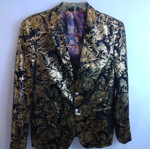 CloudStyle Gold Metallic Print Blazer